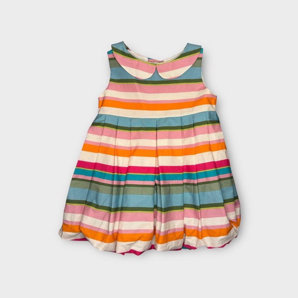 Gallo 1927 Colorful Stripe Peter Pan Collar Pleated Dress